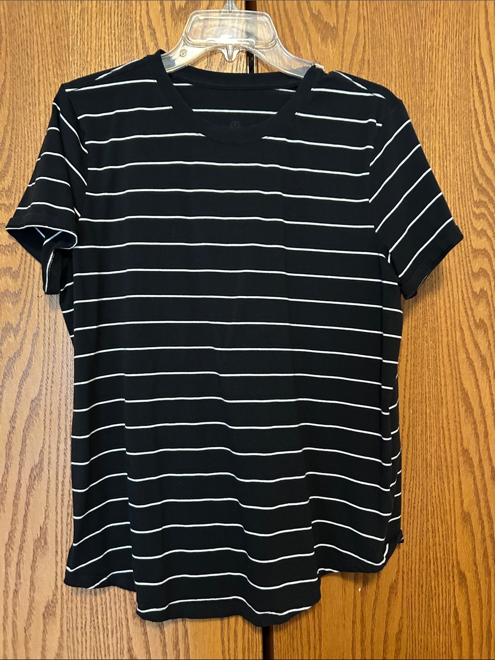 lululemon athletica Black and White Striped Short Sleeve Tee